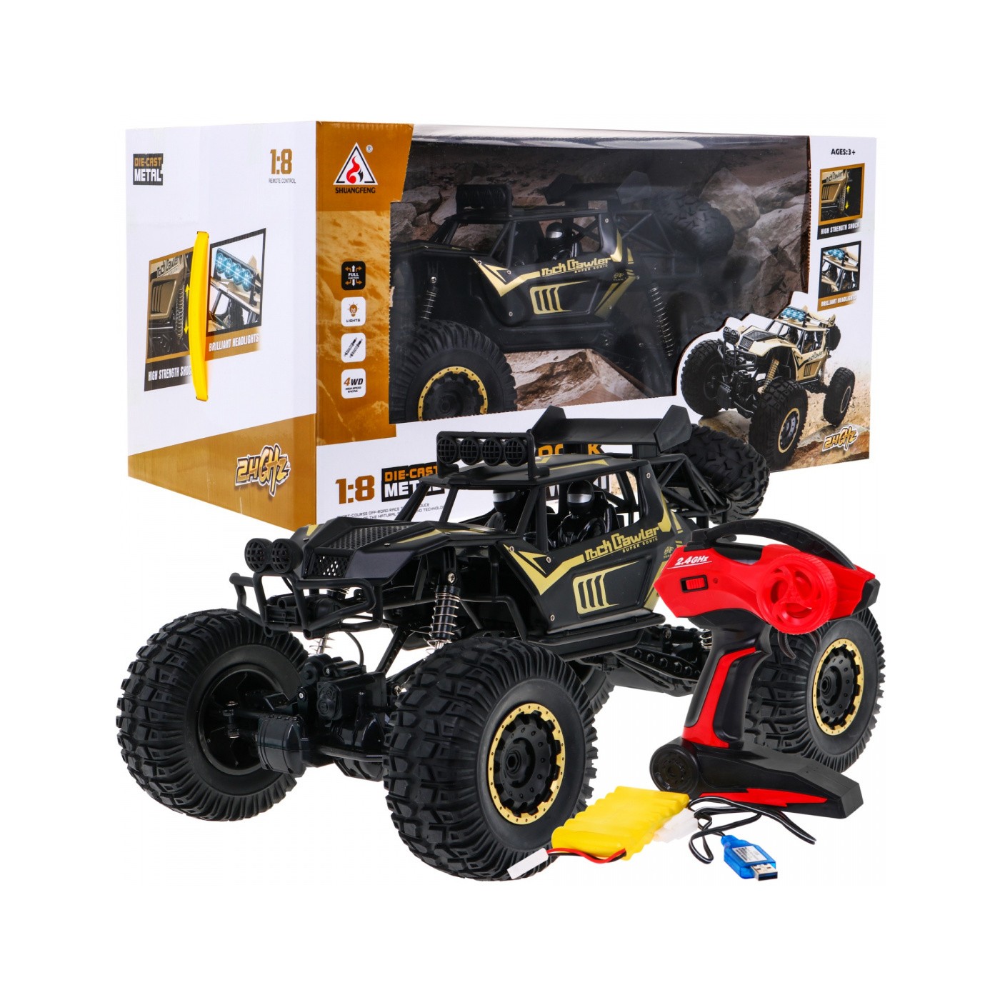 Rock Metal Crawler Kids 3+ dálkové ovládání Model 1:8 Naped 4x4