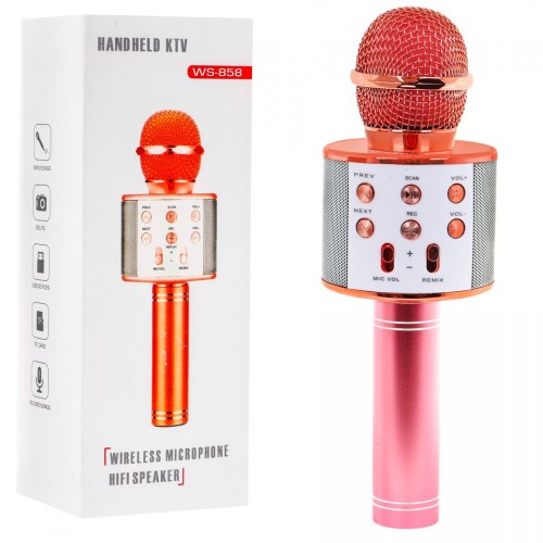 Karaoke mikrofon s reproduktory Rose Gold