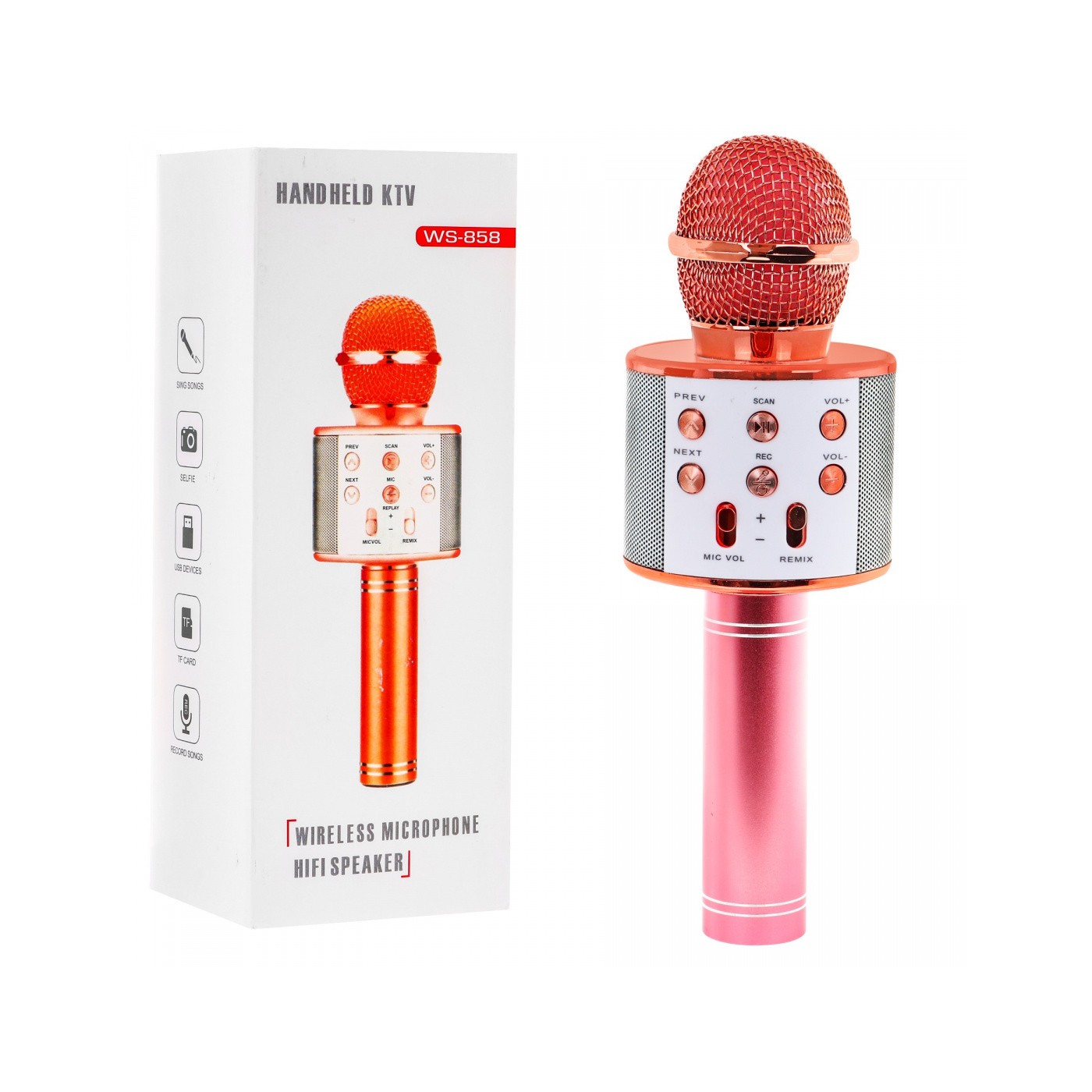 Karaoke mikrofon s reproduktory Rose Gold