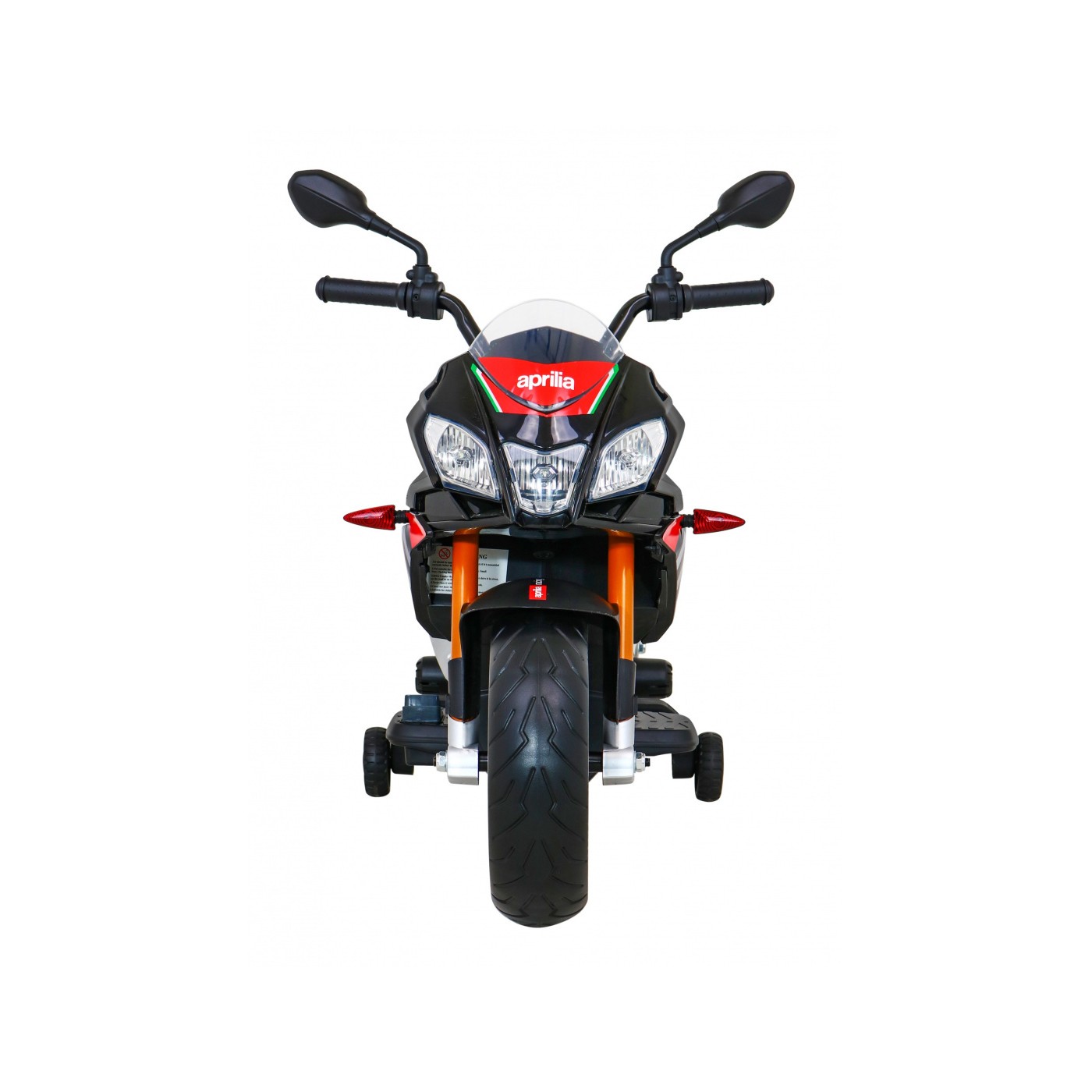 Aprilia Tuono V4 Dětská baterie Motor Černá MP3 Panel Pomocná kola Pomalý start