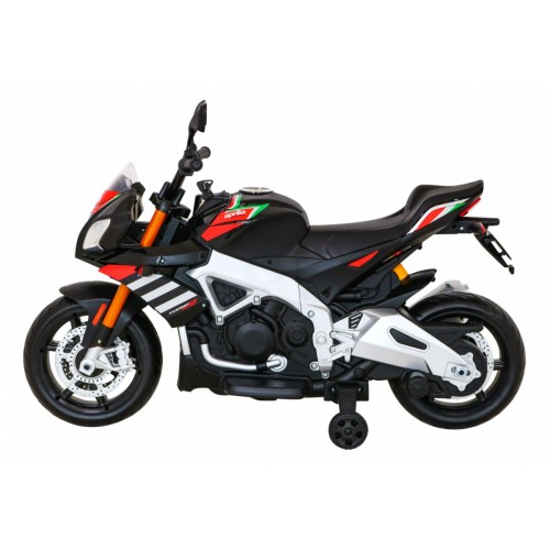 Aprilia Tuono V4 Dětská baterie Motor Černá MP3 Panel Pomocná kola Pomalý start