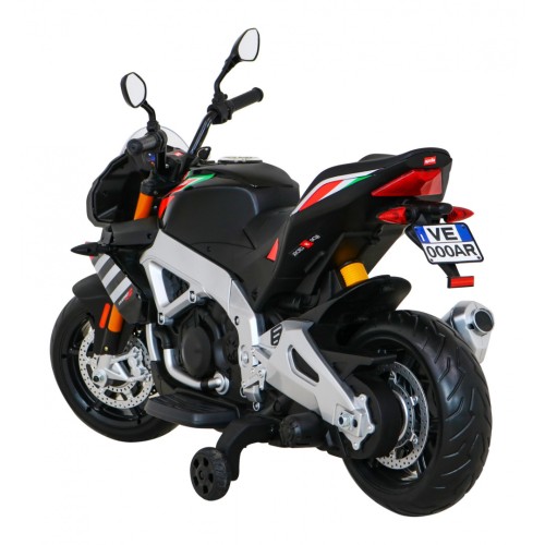 Aprilia Tuono V4 Dětská baterie Motor Černá MP3 Panel Pomocná kola Pomalý start