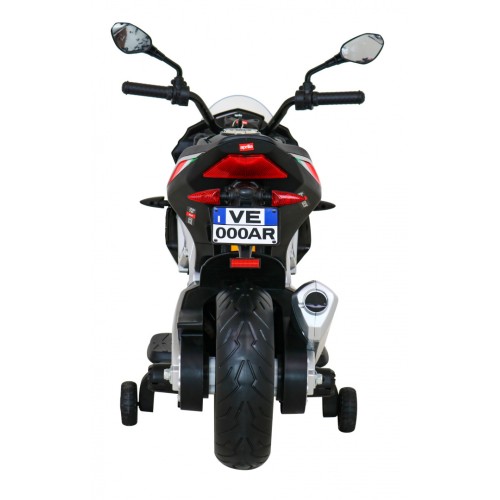 Aprilia Tuono V4 Dětská baterie Motor Černá MP3 Panel Pomocná kola Pomalý start