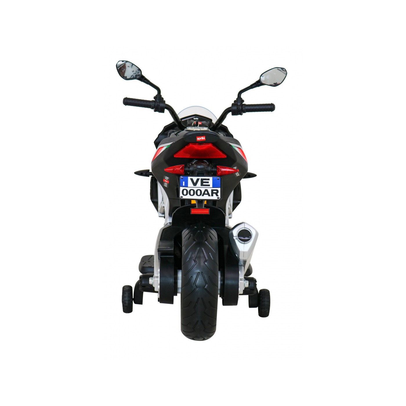 Aprilia Tuono V4 Dětská baterie Motor Černá MP3 Panel Pomocná kola Pomalý start