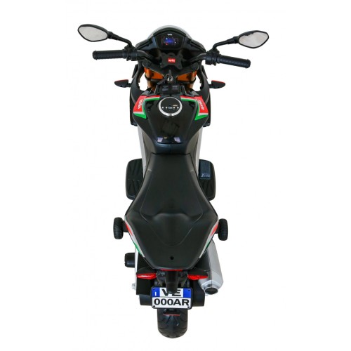 Aprilia Tuono V4 Dětská baterie Motor Černá MP3 Panel Pomocná kola Pomalý start