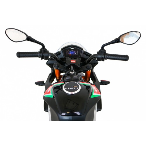Aprilia Tuono V4 Dětská baterie Motor Černá MP3 Panel Pomocná kola Pomalý start