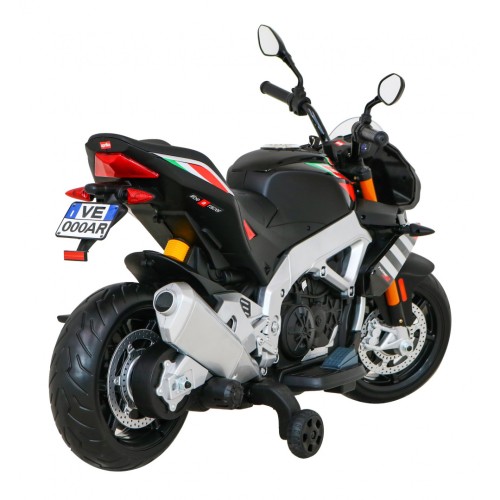 Aprilia Tuono V4 Dětská baterie Motor Černá MP3 Panel Pomocná kola Pomalý start