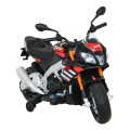 Aprilia Tuono V4 Dětská baterie Motor Černá MP3 Panel Pomocná kola Pomalý start