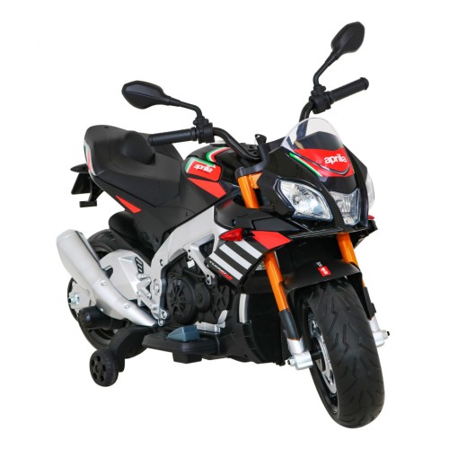 Aprilia Tuono V4 Dětská baterie Motor Černá MP3 Panel Pomocná kola Pomalý start