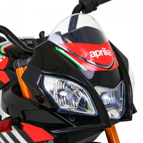 Aprilia Tuono V4 Dětská baterie Motor Černá MP3 Panel Pomocná kola Pomalý start