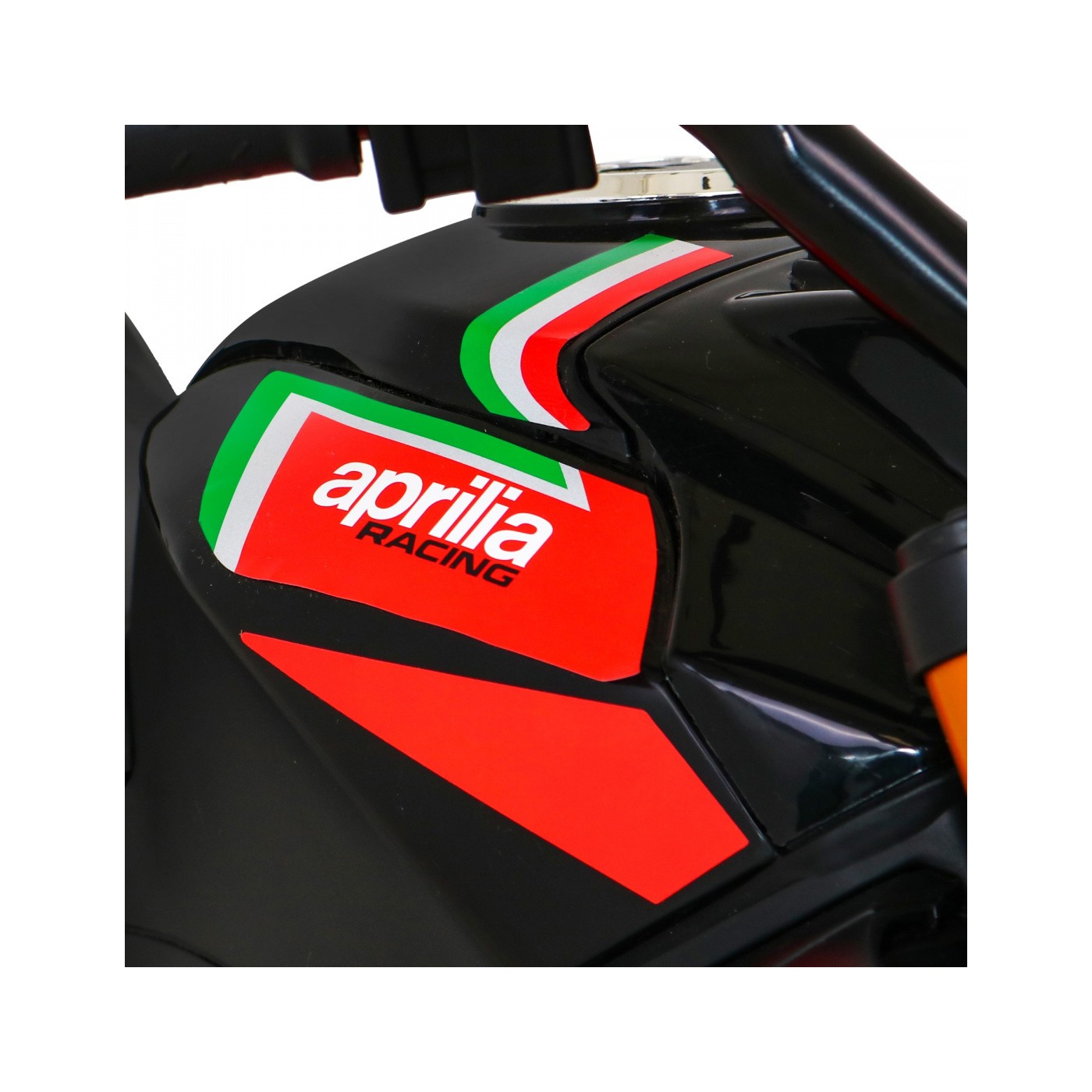 Aprilia Tuono V4 Dětská baterie Motor Černá MP3 Panel Pomocná kola Pomalý start
