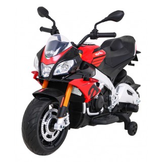 Aprilia Tuono V4 Dětská baterie Motor Červený MP3 panel Pomocná kola Pomalý start