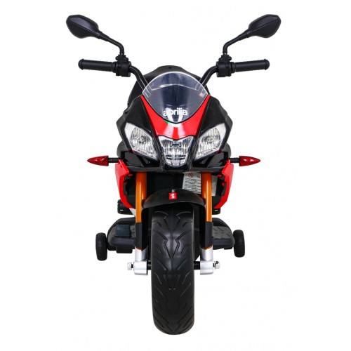 Aprilia Tuono V4 Dětská baterie Motor Červený MP3 panel Pomocná kola Pomalý start