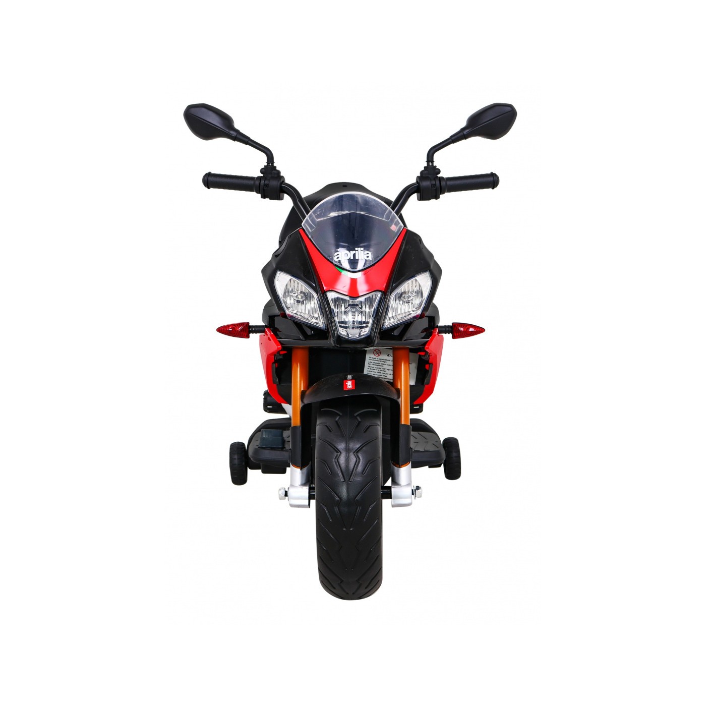 Aprilia Tuono V4 Dětská baterie Motor Červený MP3 panel Pomocná kola Pomalý start