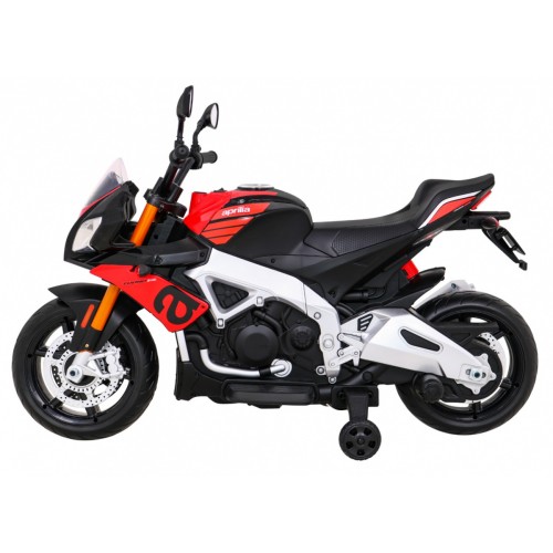 Aprilia Tuono V4 Dětská baterie Motor Červený MP3 panel Pomocná kola Pomalý start