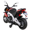 Aprilia Tuono V4 Dětská baterie Motor Červený MP3 panel Pomocná kola Pomalý start