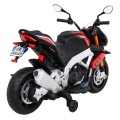 Aprilia Tuono V4 Dětská baterie Motor Červený MP3 panel Pomocná kola Pomalý start