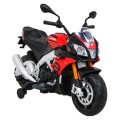 Aprilia Tuono V4 Dětská baterie Motor Červený MP3 panel Pomocná kola Pomalý start