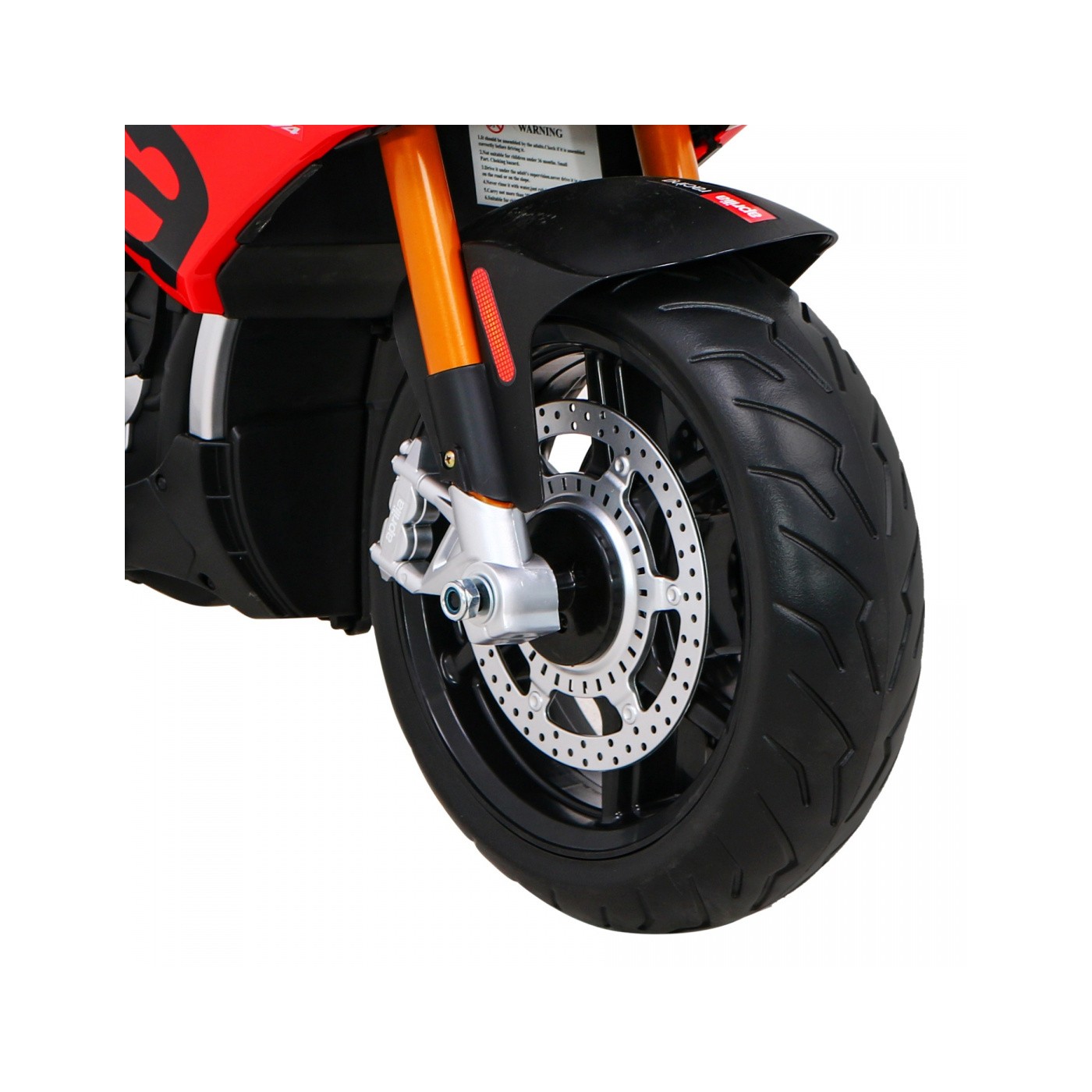 Aprilia Tuono V4 Dětská baterie Motor Červený MP3 panel Pomocná kola Pomalý start