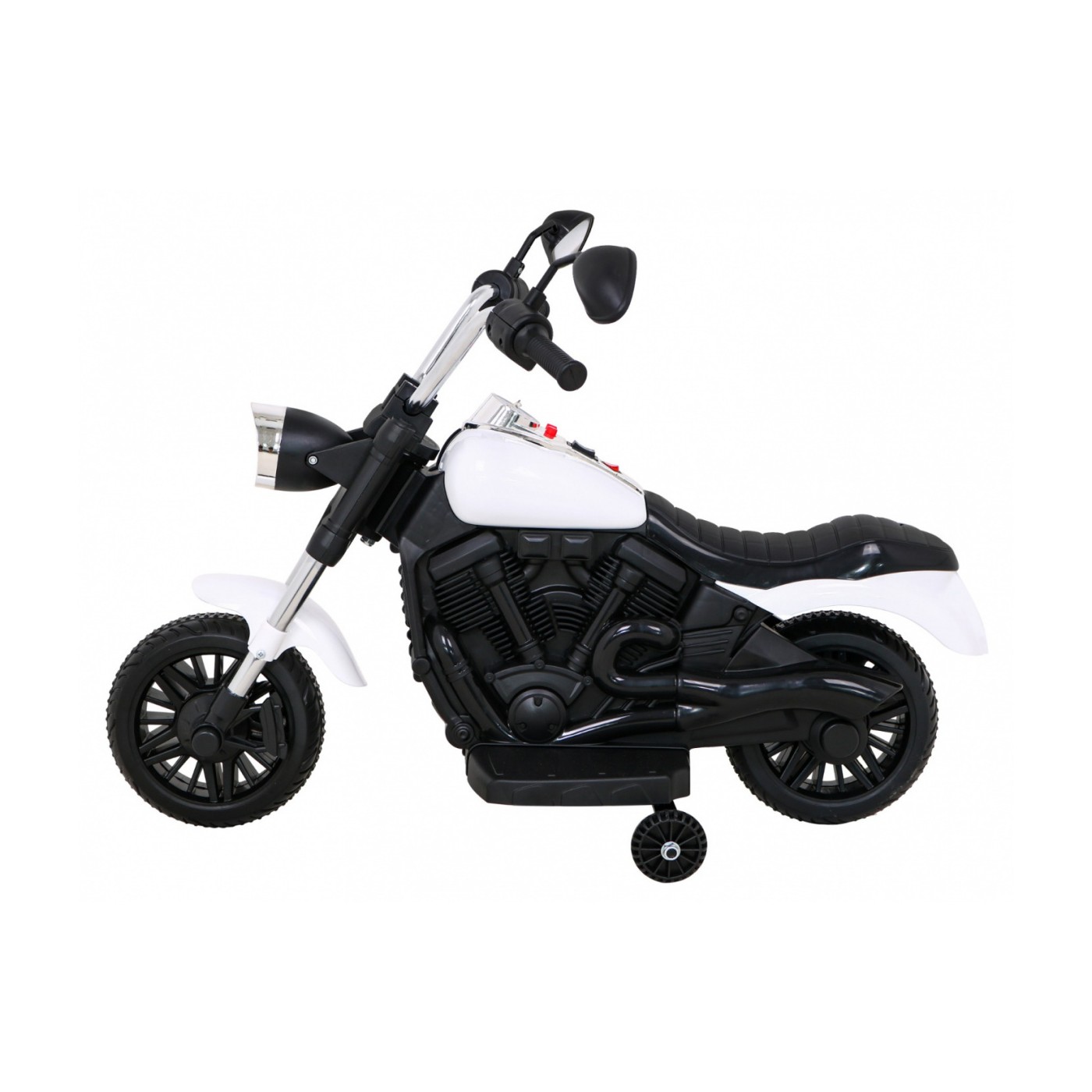 Sekáček motorů V-Max dětská baterie bílá melodie houkačka lehká pomocná kolečka
