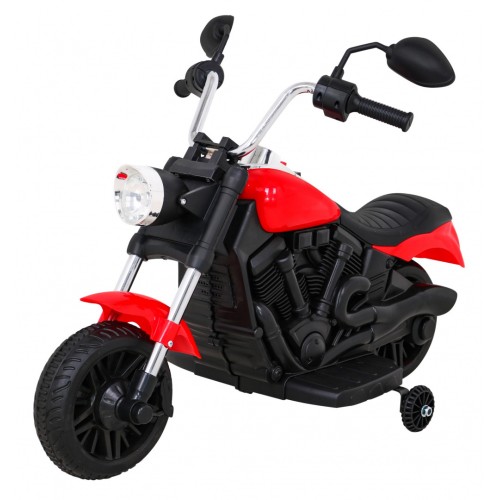 Motor Chopper V-Max dětská baterie červená melodie houkačka lehká pomocná kola