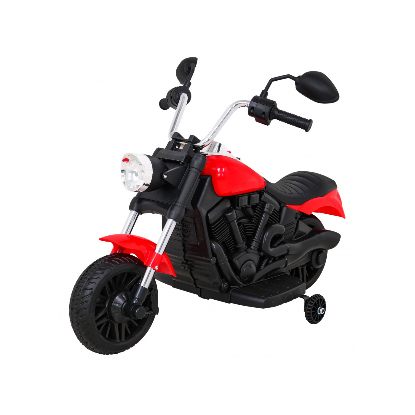 Motor Chopper V-Max dětská baterie červená melodie houkačka lehká pomocná kola
