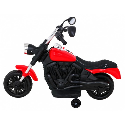 Motor Chopper V-Max dětská baterie červená melodie houkačka lehká pomocná kola