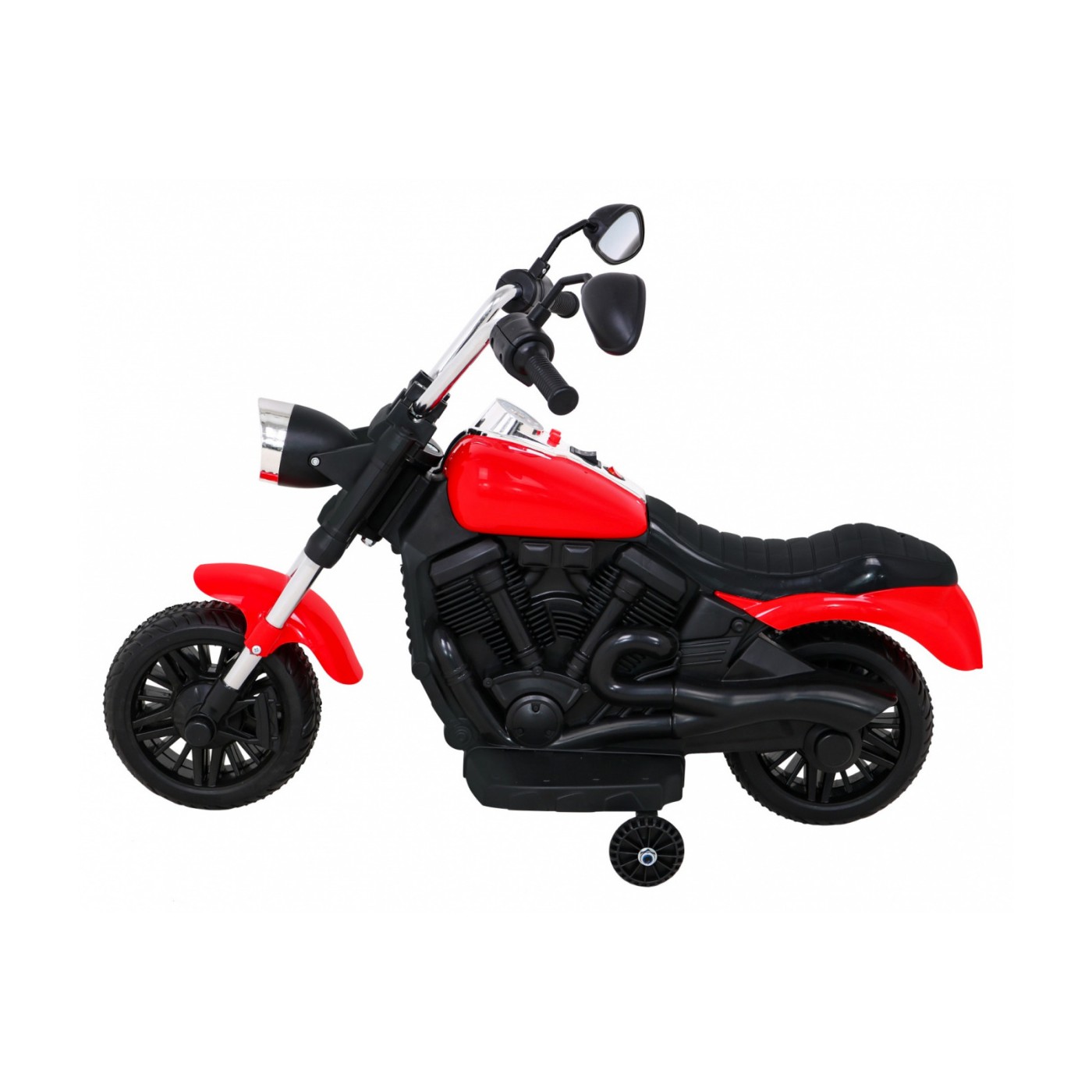Motor Chopper V-Max dětská baterie červená melodie houkačka lehká pomocná kola