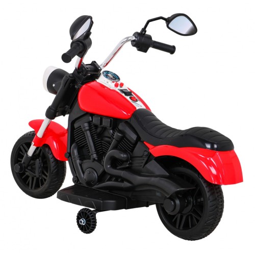 Motor Chopper V-Max dětská baterie červená melodie houkačka lehká pomocná kola