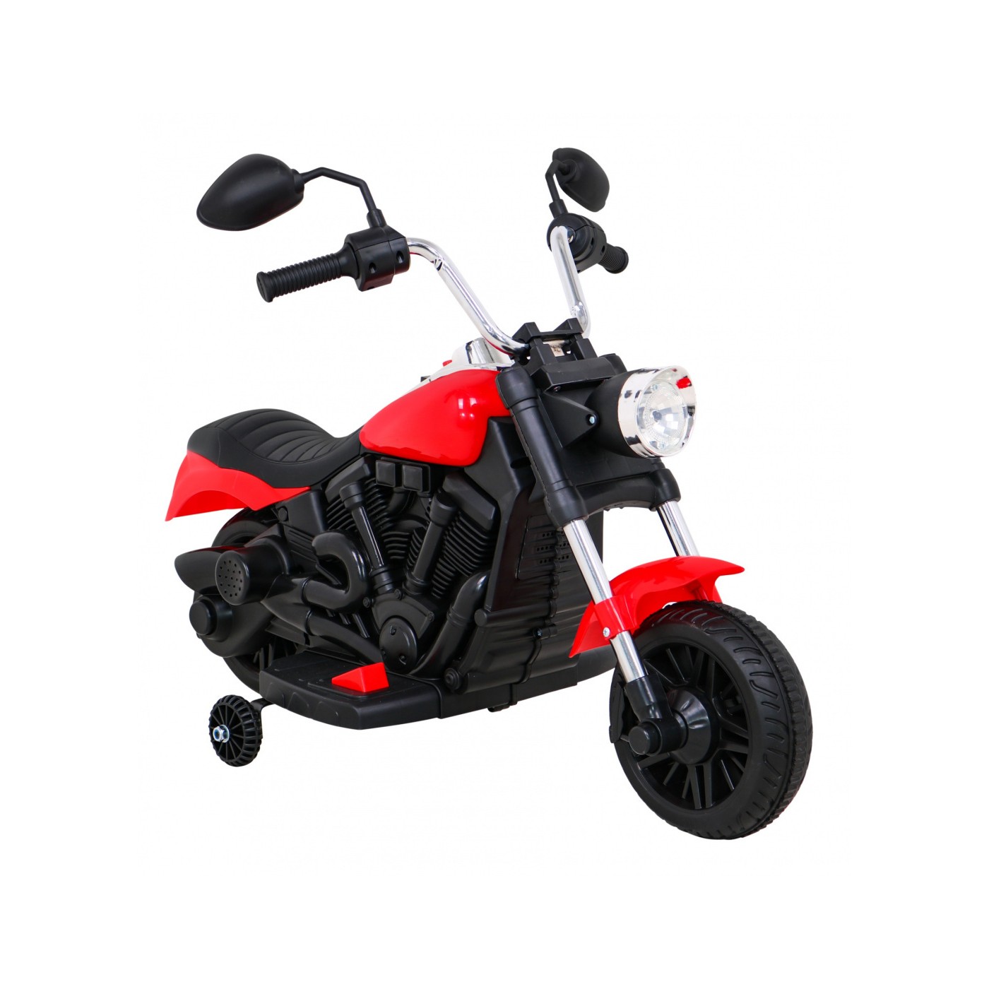 Motor Chopper V-Max dětská baterie červená melodie houkačka lehká pomocná kola