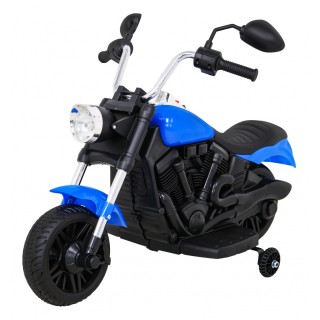 Motor Chopper V-Max Dětská baterie Modré melodie Houkačka Světlo Pomocná kolečka