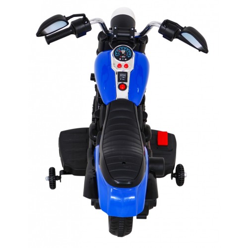 Motor Chopper V-Max Dětská baterie Modré melodie Houkačka Světlo Pomocná kolečka