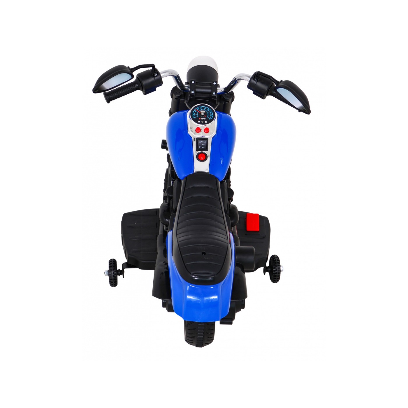 Motor Chopper V-Max Dětská baterie Modré melodie Houkačka Světlo Pomocná kolečka