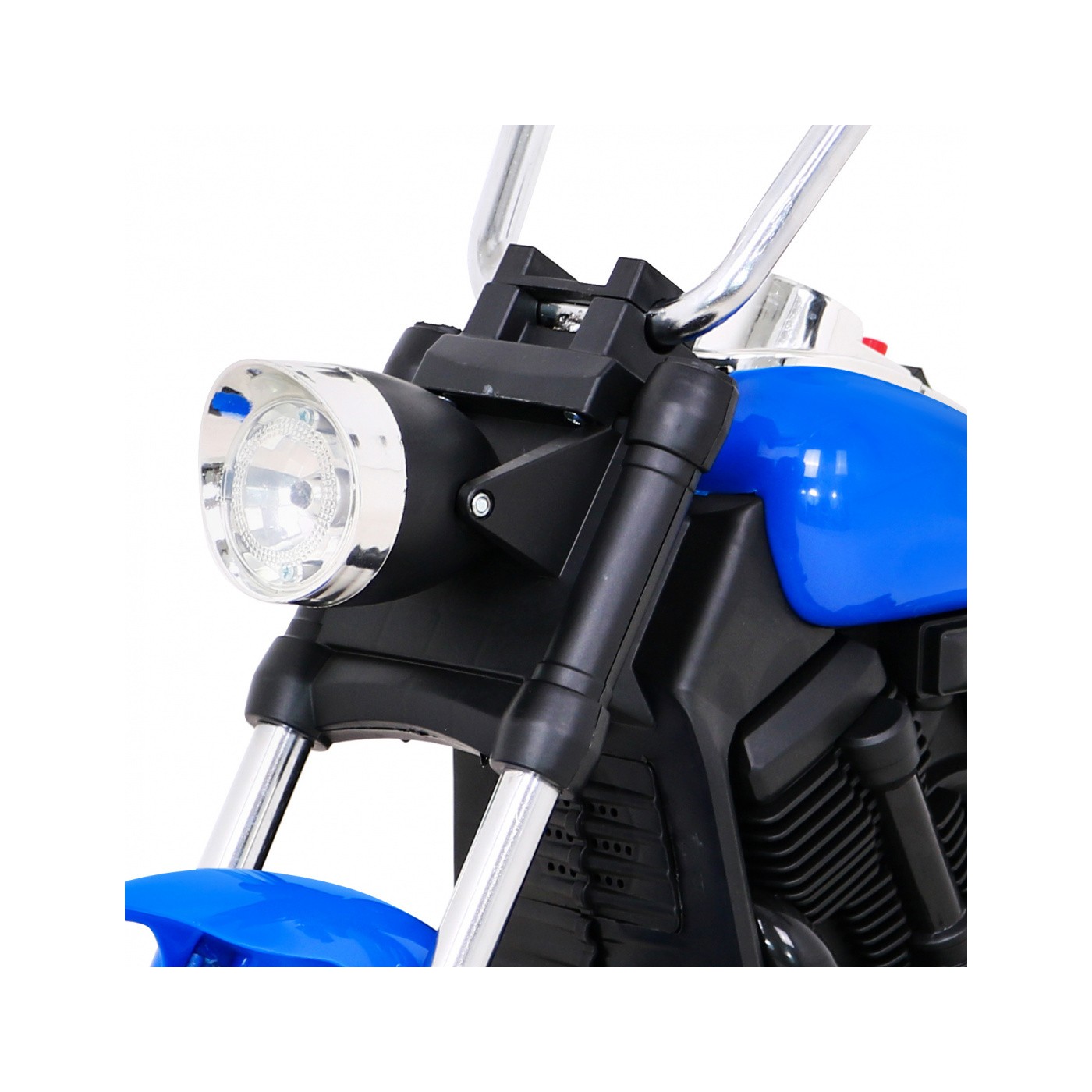 Motor Chopper V-Max Dětská baterie Modré melodie Houkačka Světlo Pomocná kolečka