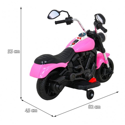 Motor Chopper V-Max dětská baterie růžová melodie houkačka lehká pomocná kola