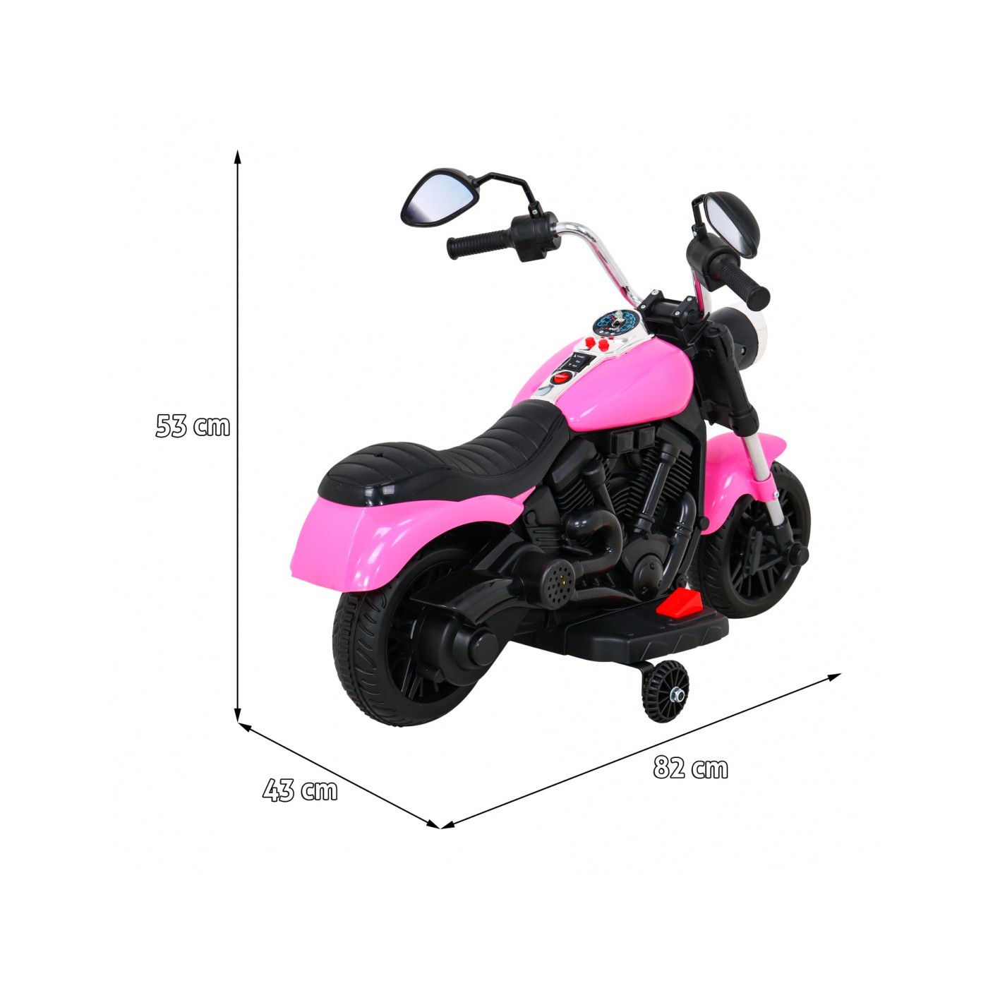 Motor Chopper V-Max dětská baterie růžová melodie houkačka lehká pomocná kola