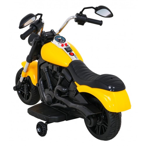 Sekáček motoru V-Max na baterii pro děti žlutý + Melodie Horn + Light + Pomocná kola
