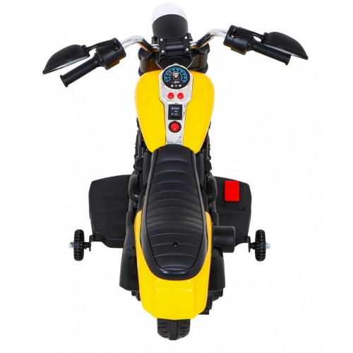 Sekáček motoru V-Max na baterii pro děti žlutý + Melodie Horn + Light + Pomocná kola