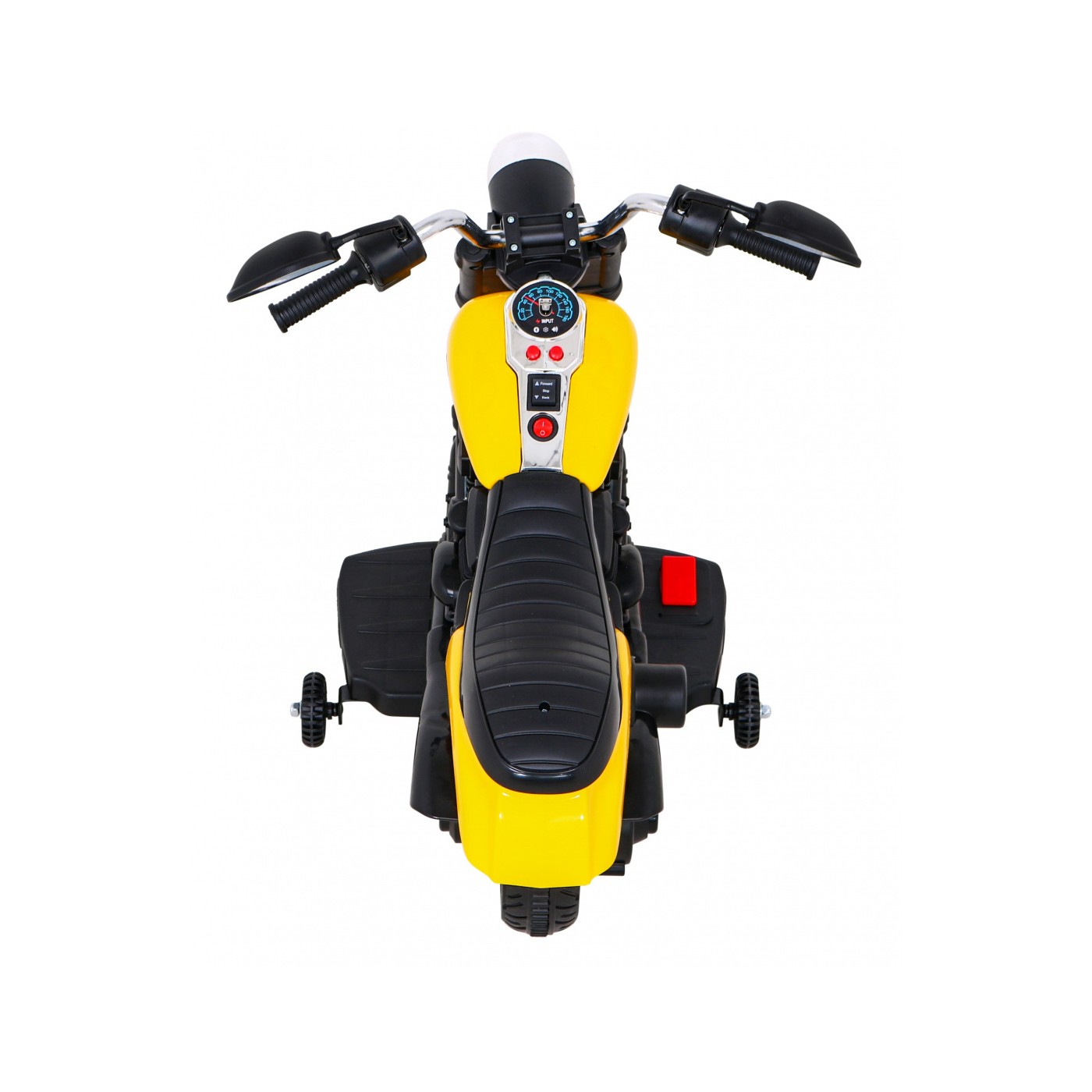 Sekáček motoru V-Max na baterii pro děti žlutý + Melodie Horn + Light + Pomocná kola