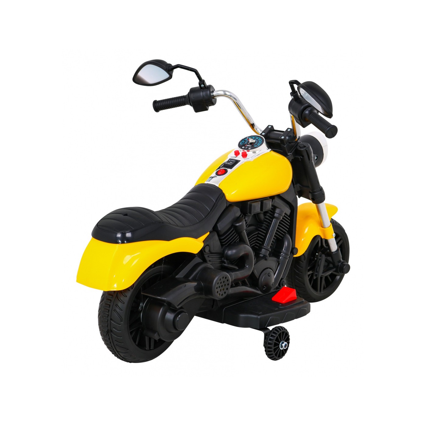Sekáček motoru V-Max na baterii pro děti žlutý + Melodie Horn + Light + Pomocná kola