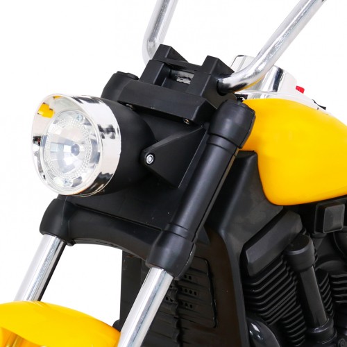 Sekáček motoru V-Max na baterii pro děti žlutý + Melodie Horn + Light + Pomocná kola