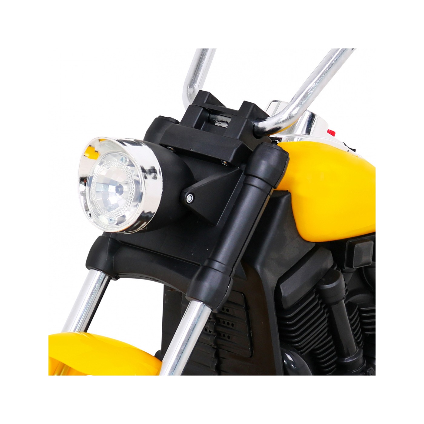 Sekáček motoru V-Max na baterii pro děti žlutý + Melodie Horn + Light + Pomocná kola
