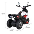 Rychlá turistická dětská baterie Motocykl Bílá + Audio + Světla + Eko kůže