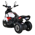Rychlá turistická dětská baterie Motocykl Bílá + Audio + Světla + Eko kůže