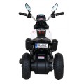 Rychlá turistická dětská baterie Motocykl Bílá + Audio + Světla + Eko kůže