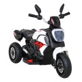 Rychlá turistická dětská baterie Motocykl Bílá + Audio + Světla + Eko kůže