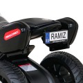 Rychlá turistická dětská baterie Motocykl Bílá + Audio + Světla + Eko kůže