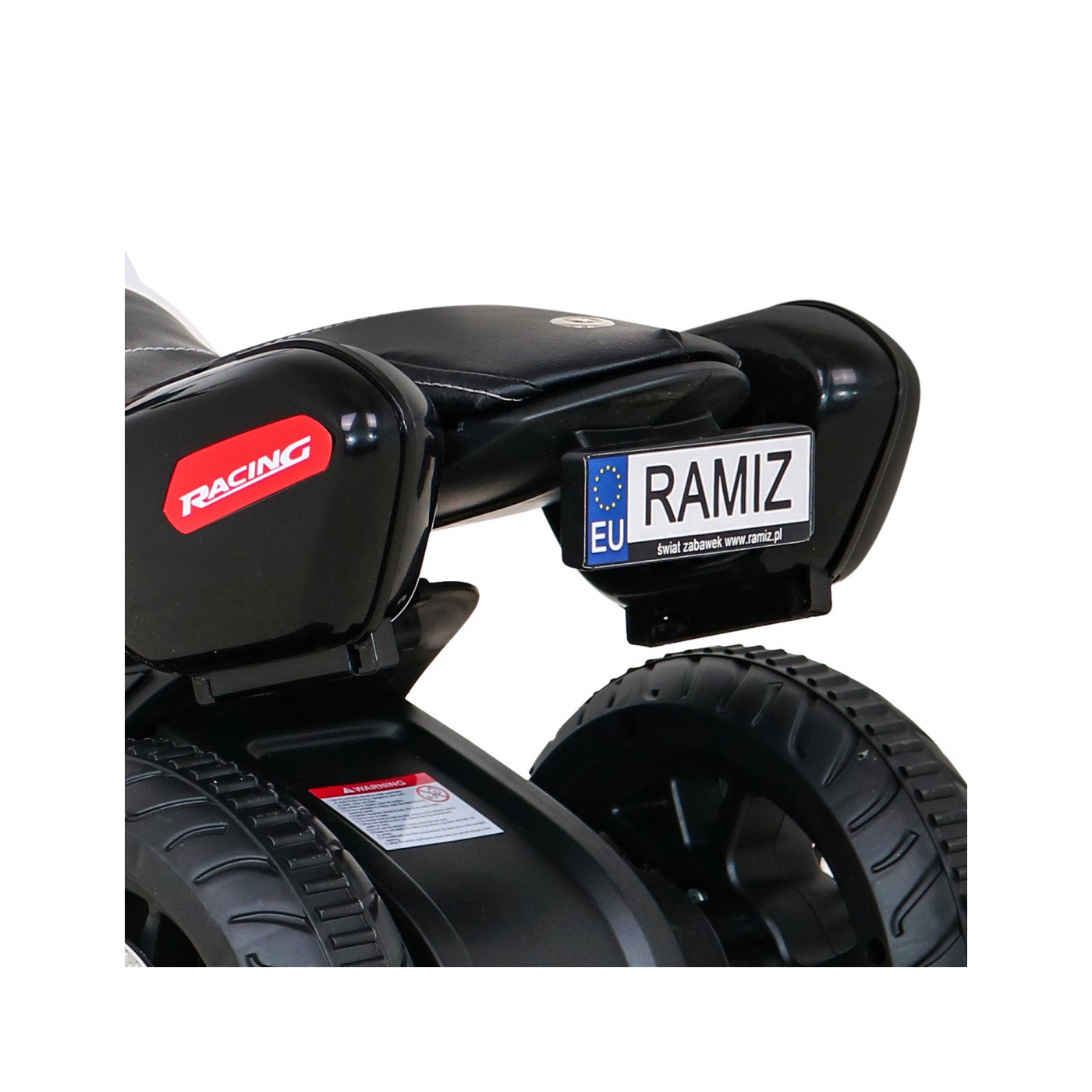 Rychlá turistická dětská baterie Motocykl Bílá + Audio + Světla + Eko kůže