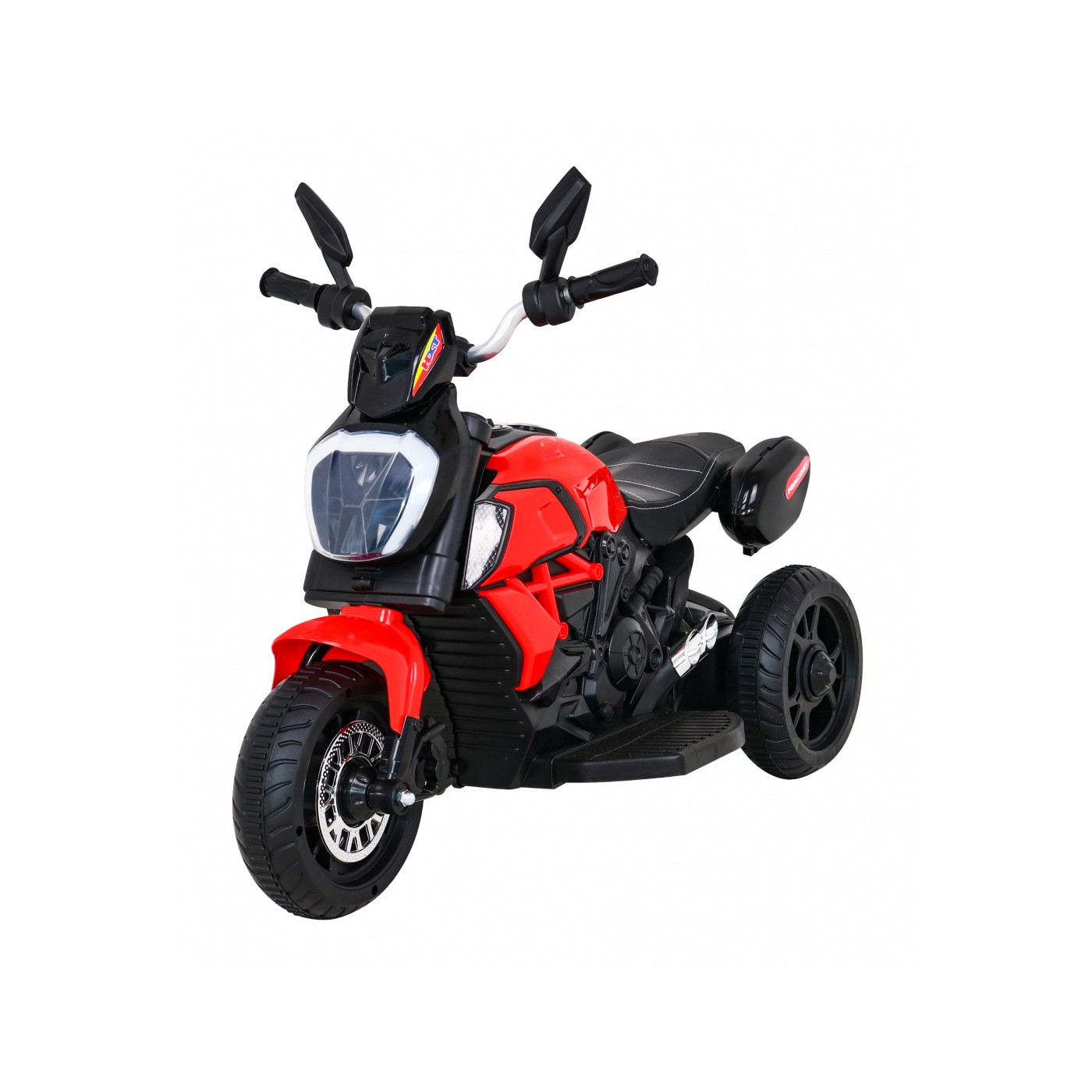 Rychlé turistické dětské dobíjecí motocykl červené + audio + světla + eko kůže