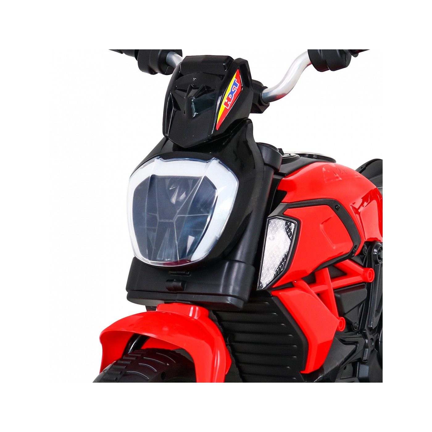 Rychlé turistické dětské dobíjecí motocykl červené + audio + světla + eko kůže